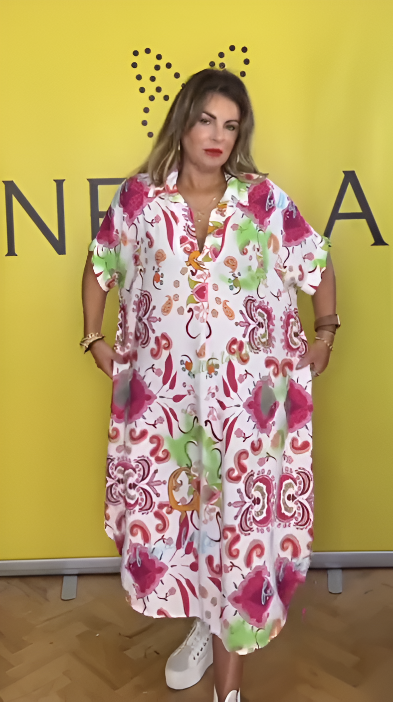 Vestido Lidia - Estampado - Super Leve e Solto Caimento Perfeito (Verão 2025)