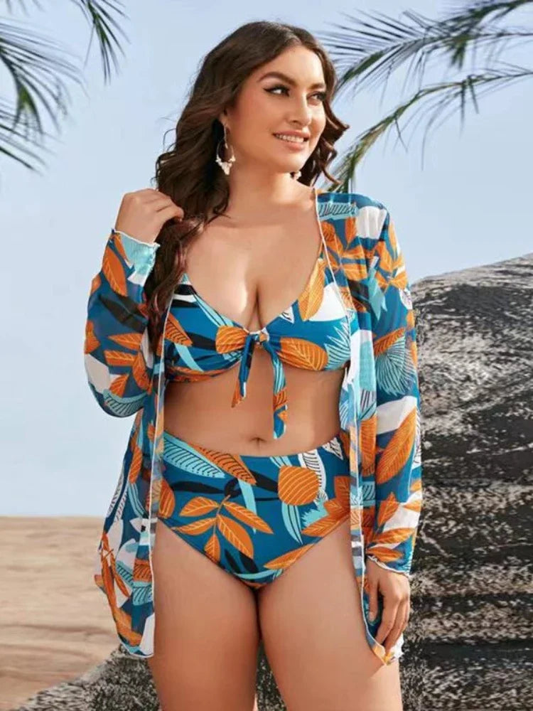 Conjunto Biquíni + Saída de Praia Plus Size - Miranini